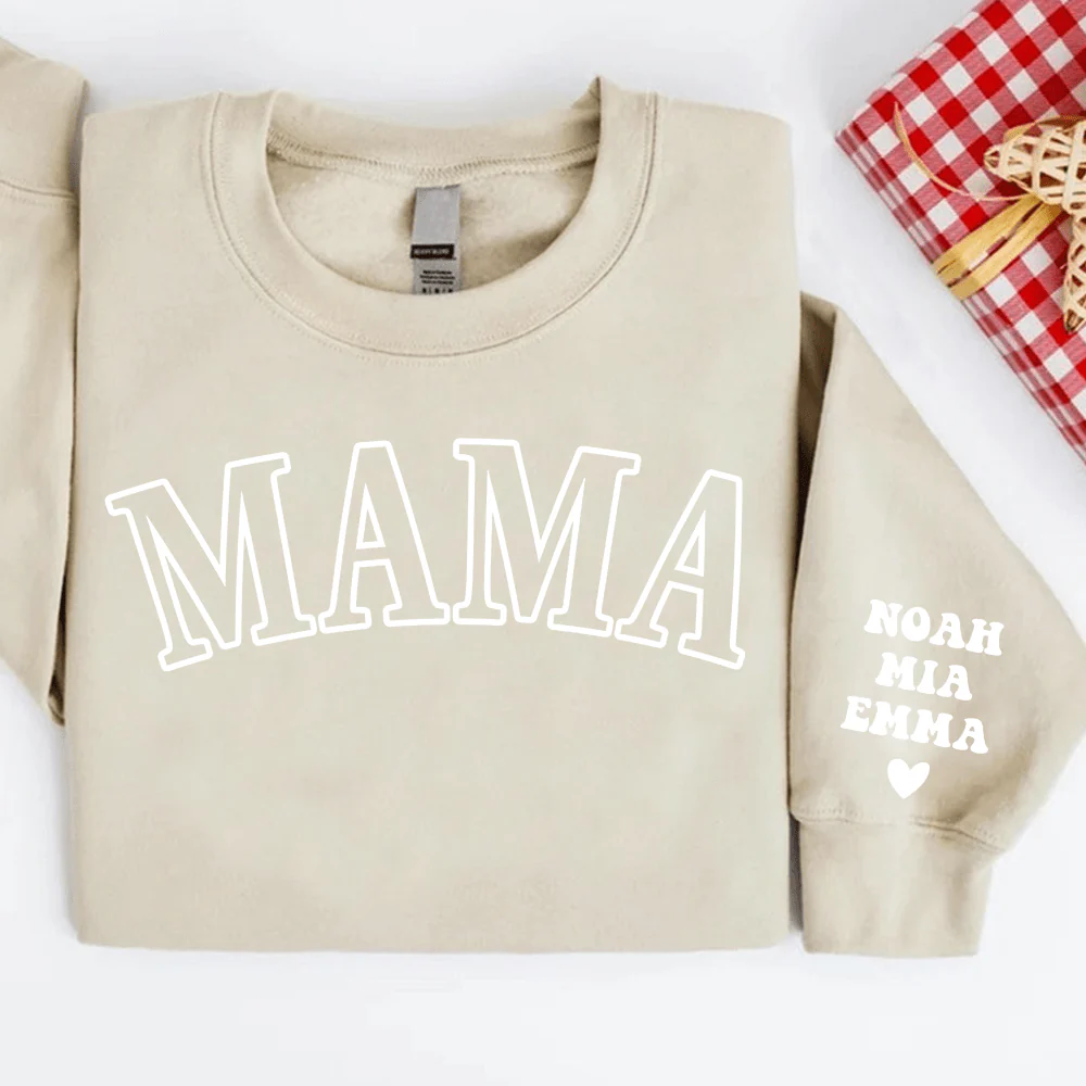 Mama With Kid Names On Sleeve Sweatshirt Personalized Gift TA29 890086 - Image 3