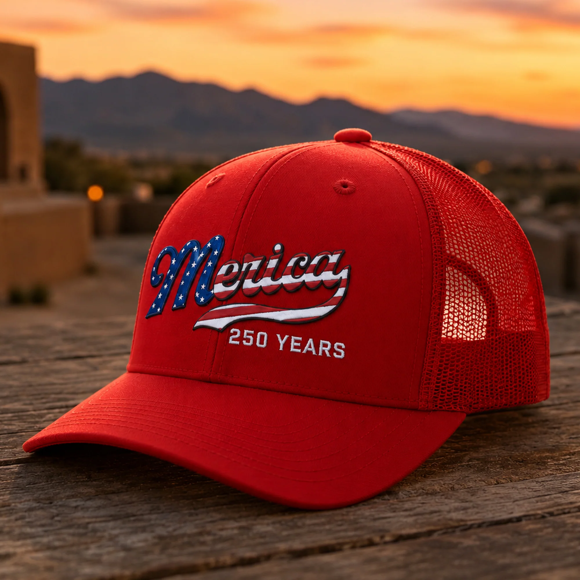 Merica 250 Years USA Patriotic Embroidered Trucker Hat HO82 902718 - Image 5