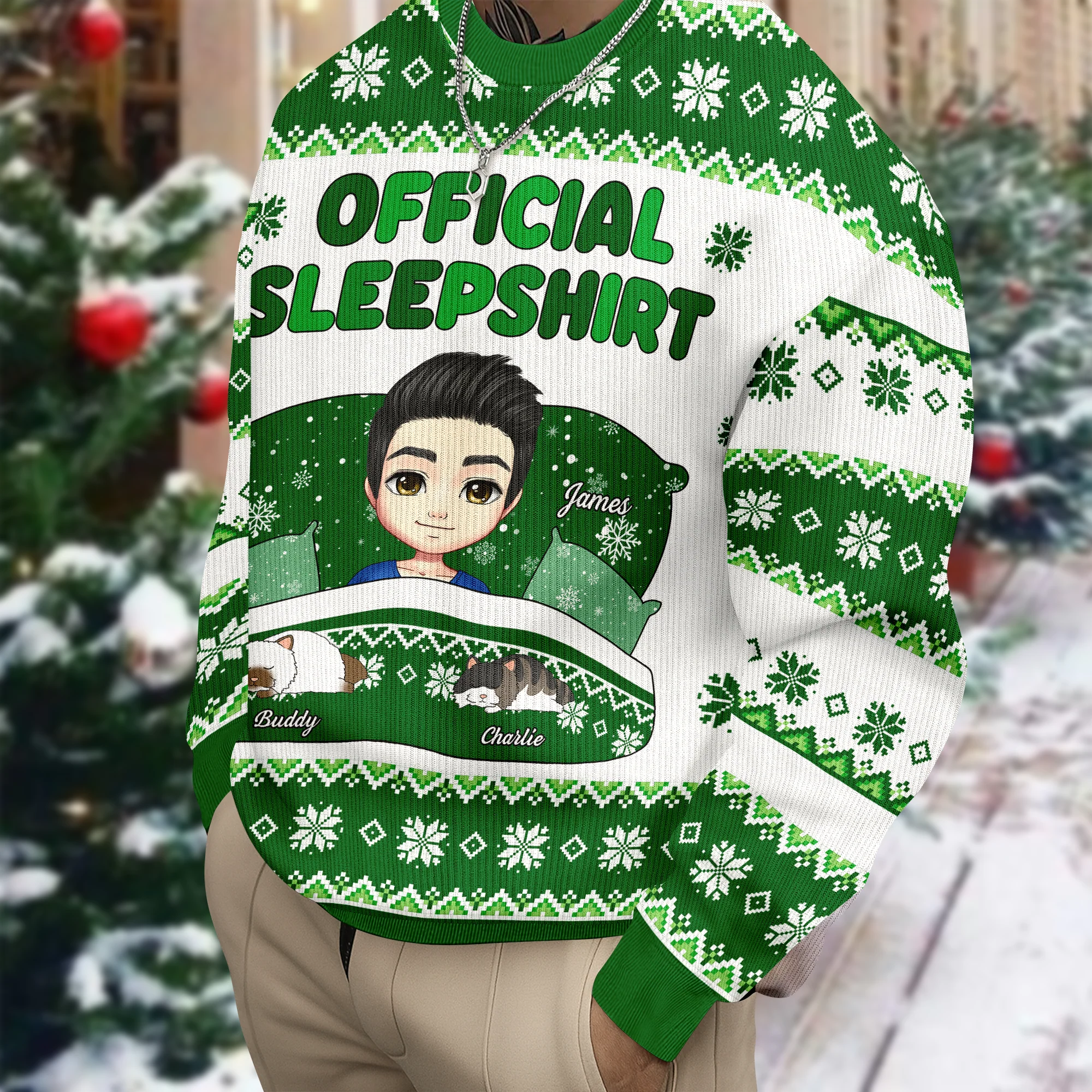 Official Sleepshirt Funny Family With Cat Ugly Sweater Personalized Gift For Cat Lovers HO82 900184 - Image 3