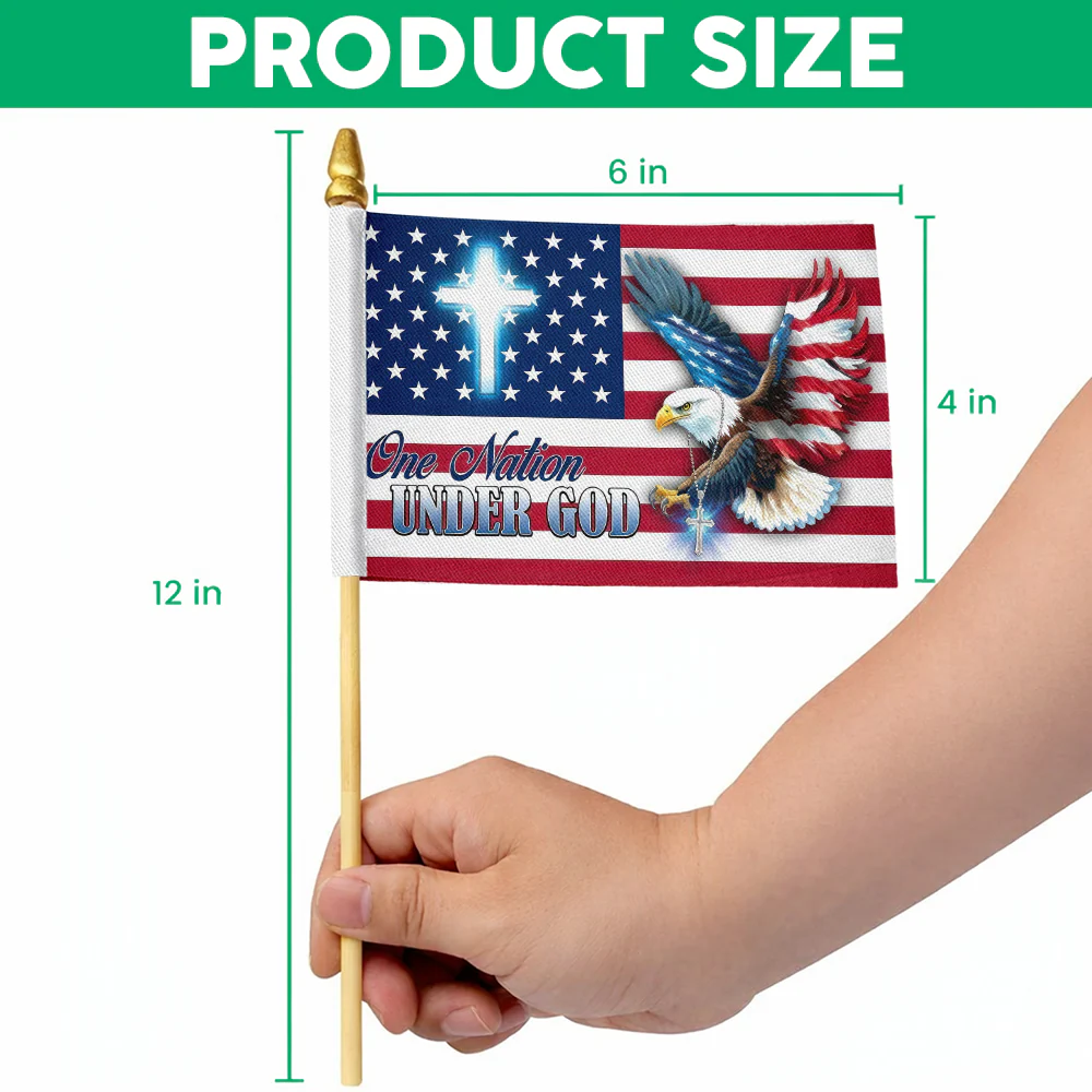 One Nation Under God Patriotic With Eagle Handheld Flag HO82 900960 - Image 4