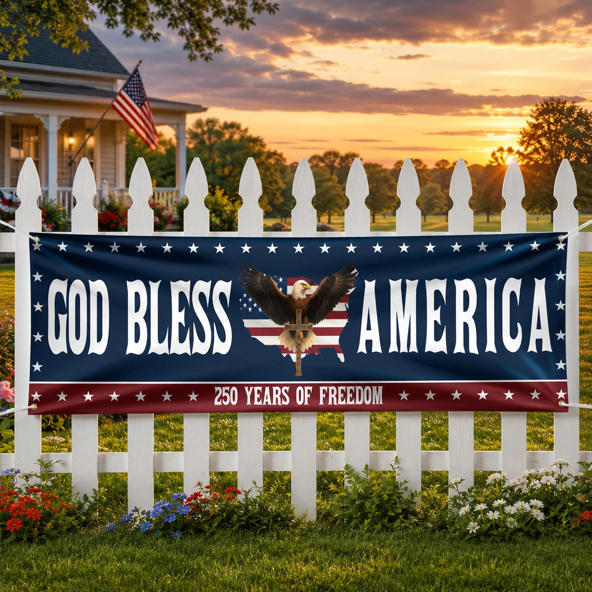 Patriotic 250th Anniversary God Bless America Eagle 1776–2026 Banner HO82 902766 - Image 2