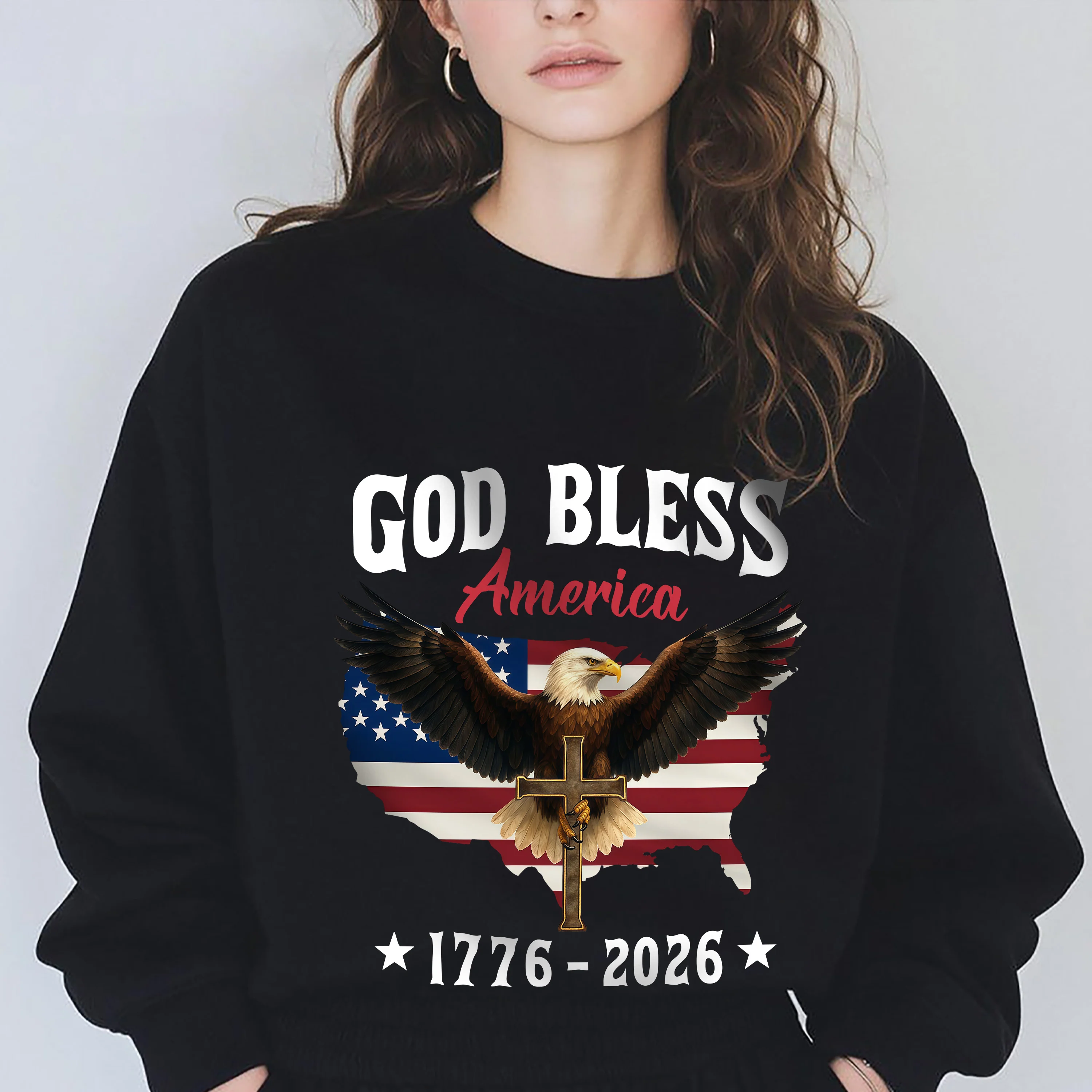 Patriotic 250th Anniversary God Bless America Eagle 1776–2026 Dark Shirt HO82 900994 - Image 3