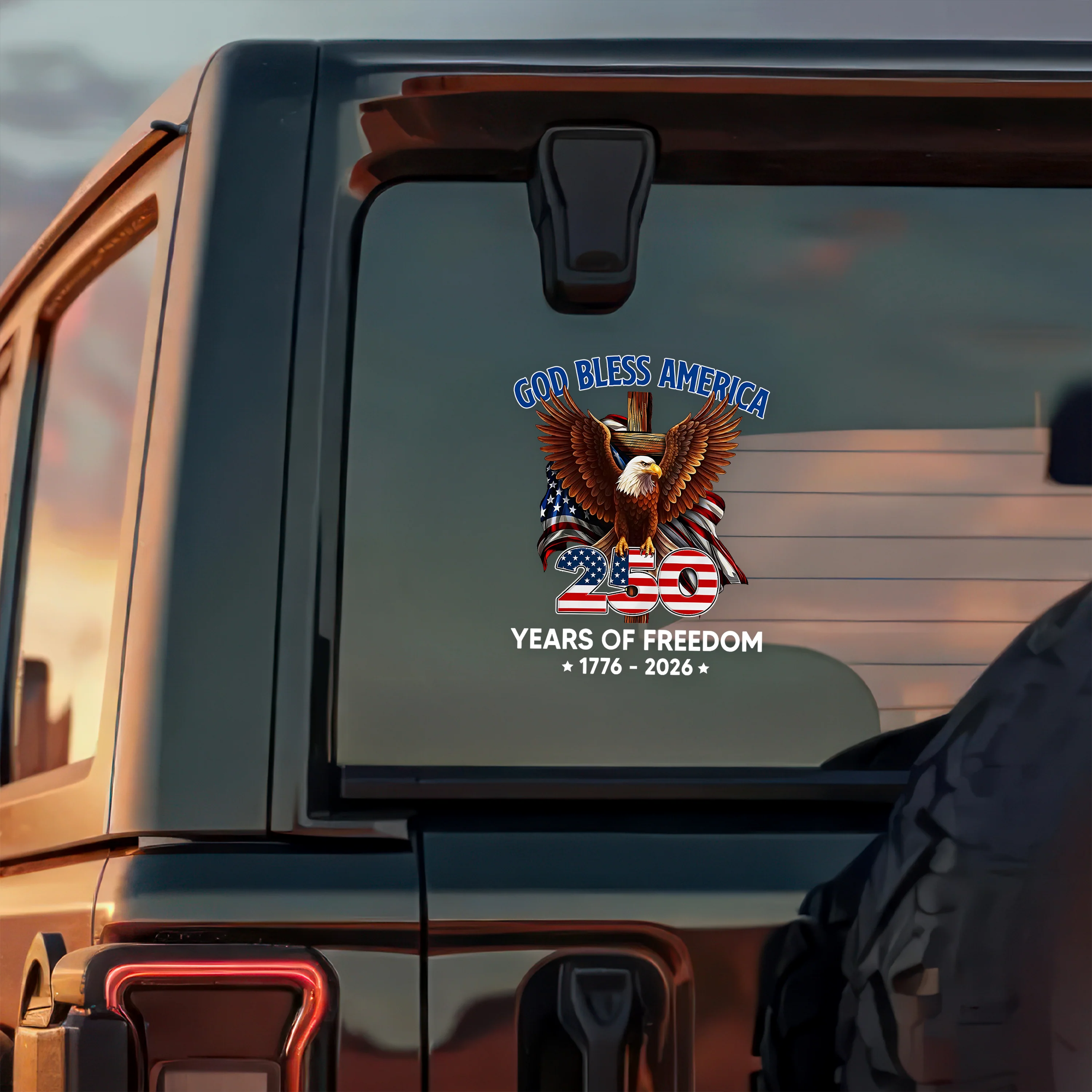 Patriotic God Bless America Eagle 250 Years Of Freedom Car Window Decal Sticker HO82 901090 - Image 3