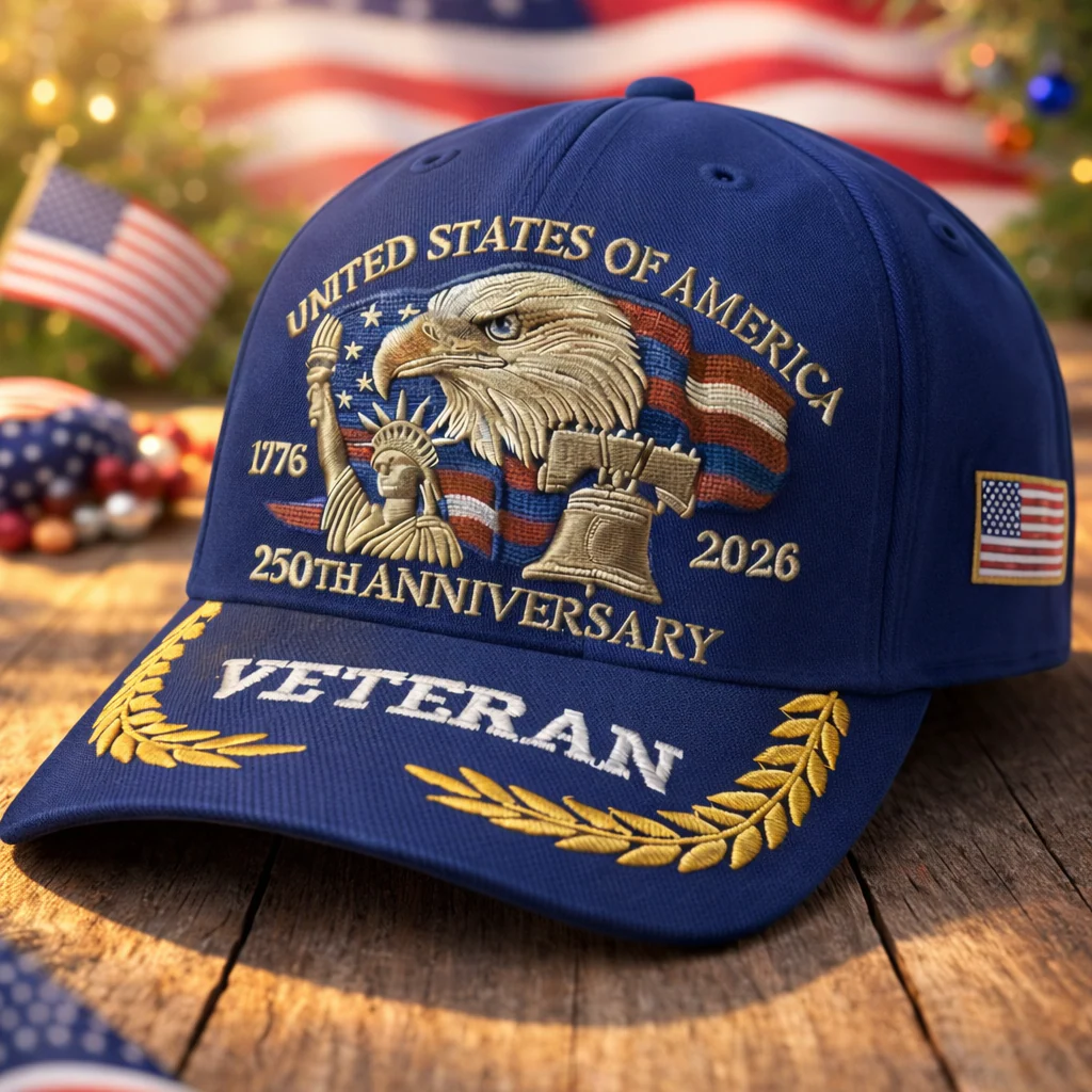 Patriotic Veteran 250th Anniversary USA Cap 1776–2026 Embroidered Cap HO82 902098 - Image 2