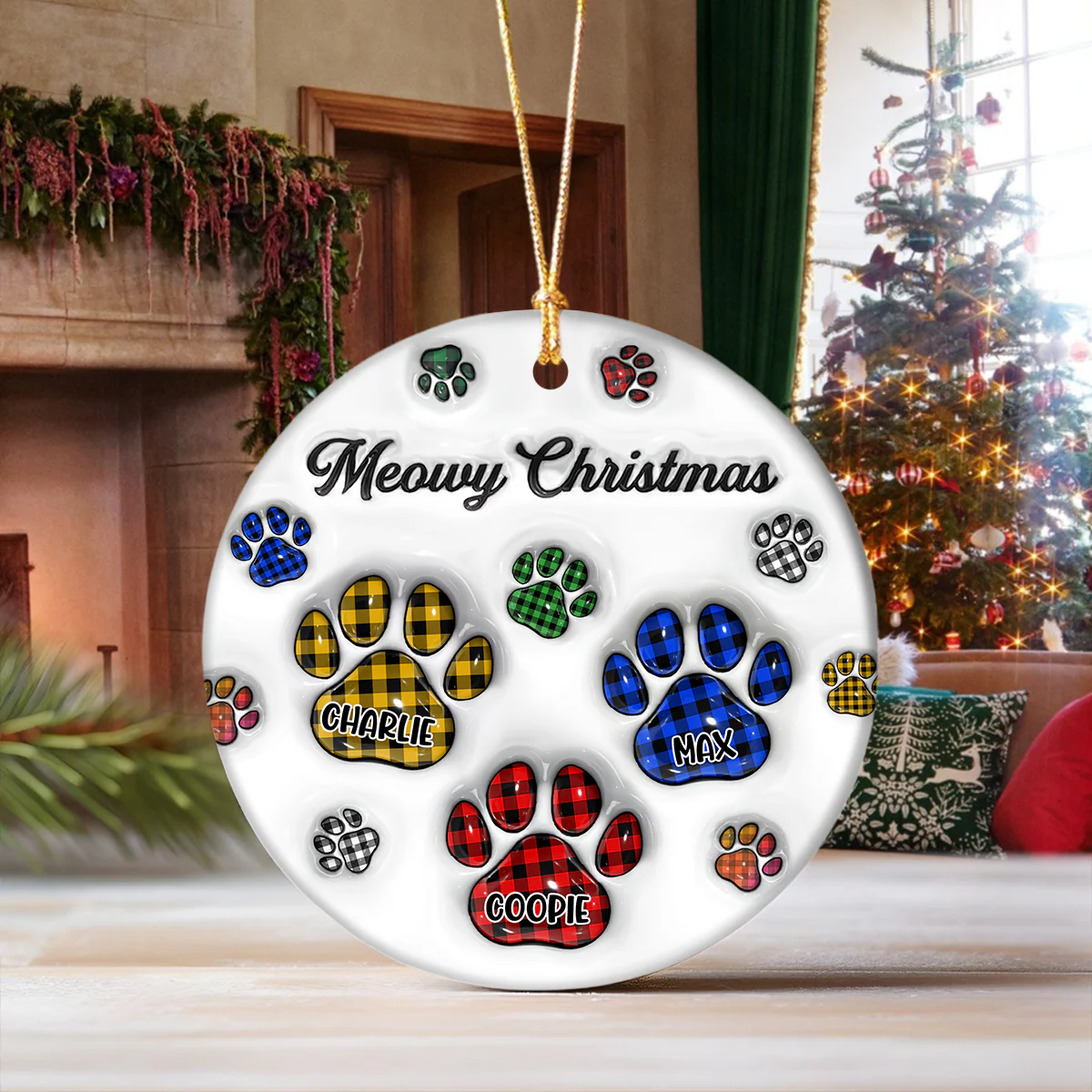 Pawy Meowy Christmas 3D Inflated Effect Ceramic Ornament Personalized Gift For Dog Cat Lover HO82 894640 - Image 6