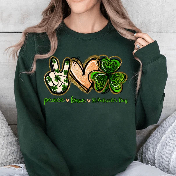 Peace Love St. Patrick's Day Irish Shirt HO82 893406 - Image 2