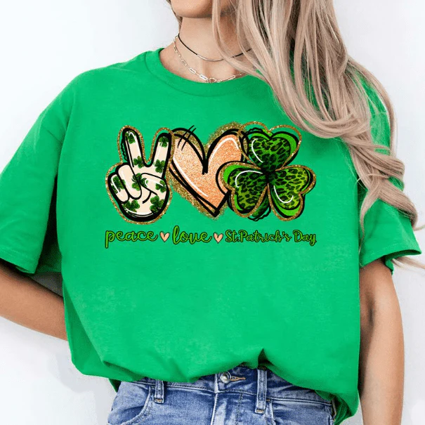 Peace Love St. Patrick's Day Irish Shirt HO82 893406 - Image 3