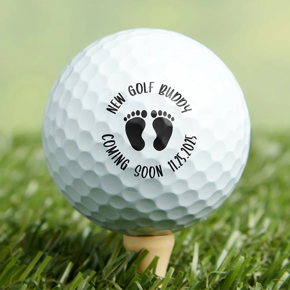 Personalised New Golf Buddy Baby Footprints Pregnancy Announcement Golf Ball Stamp with Date Funny Father's Day Birthday Gift for Dad Grandpa HO82 900674 - Image 5