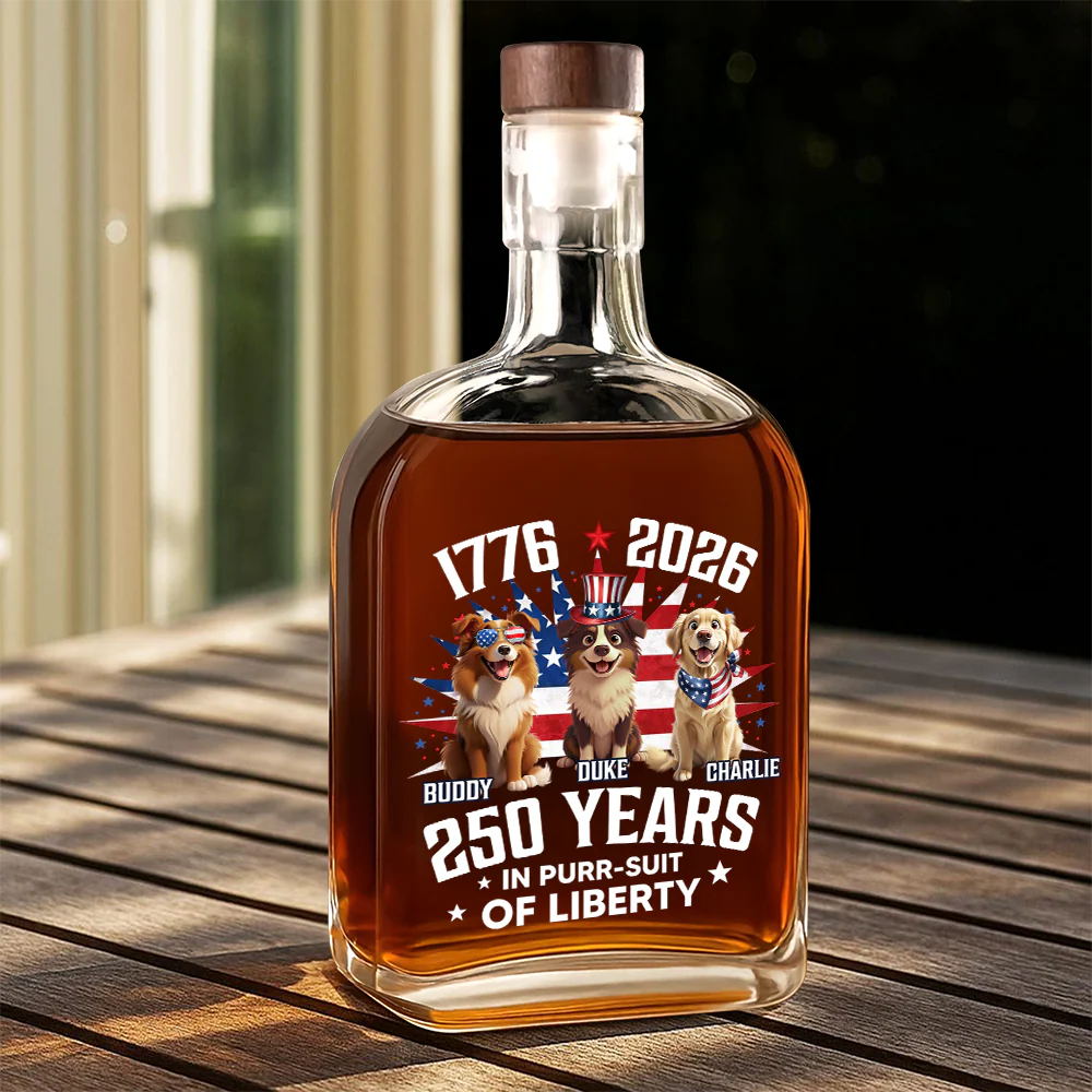 Personalized 250 Years In Purr-suit Of Liberty Vintage Dog Whiskey Bottle HO82 901244 - Image 5