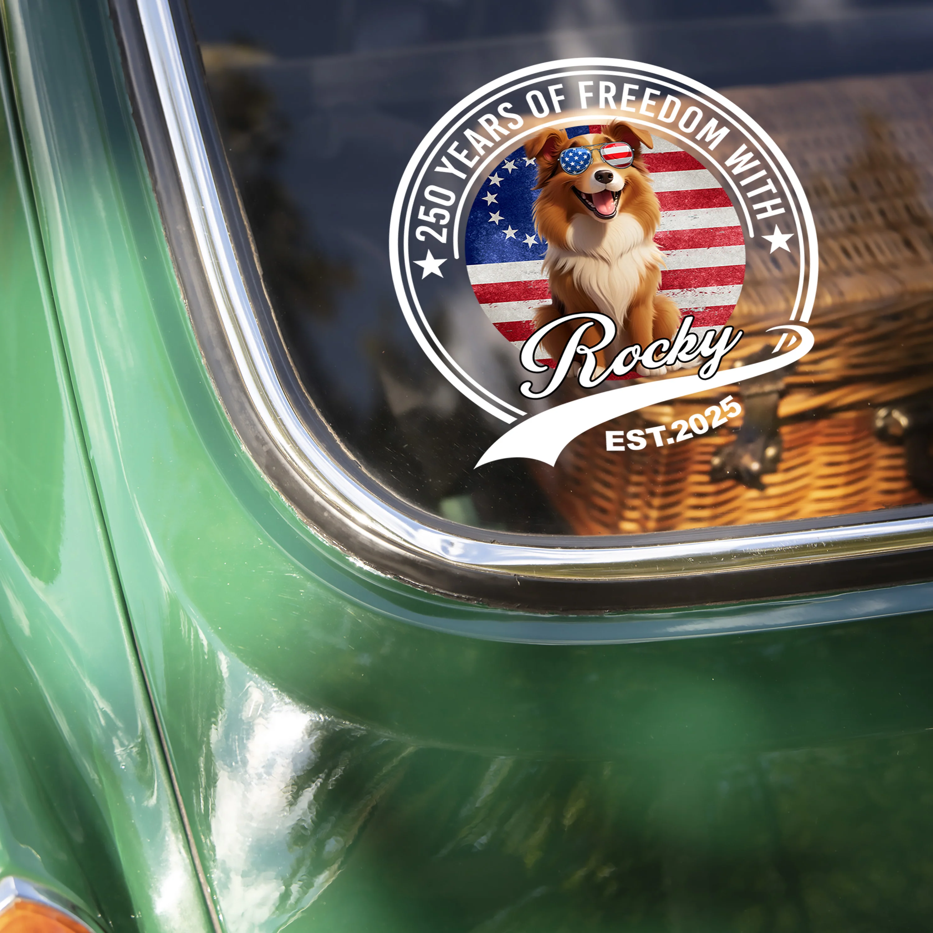 Personalized 250 Years Of Freedom With Dog Car Sticker HO82 901230 - Image 2