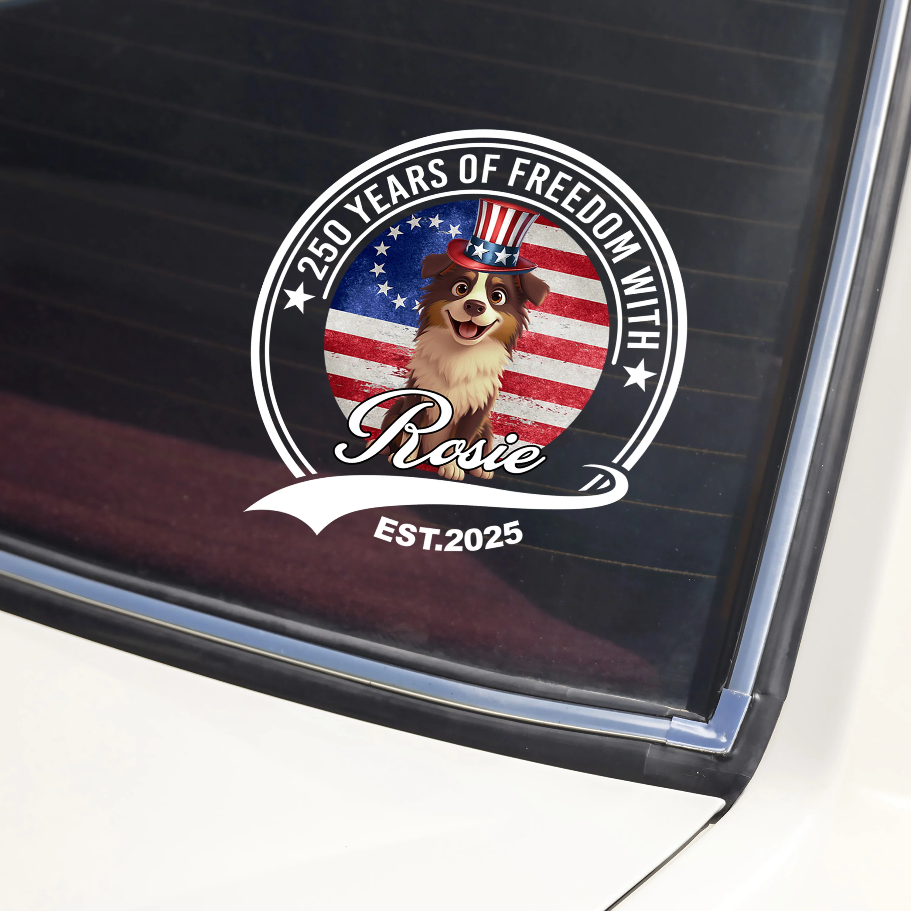 Personalized 250 Years Of Freedom With Dog Car Sticker HO82 901230 - Image 5