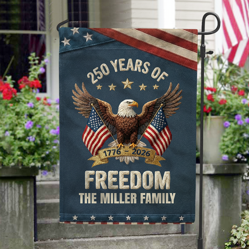 Personalized 250th Anniversary USA Patriotic Faux Pattern Garden Flag HO82 901298 - Image 3
