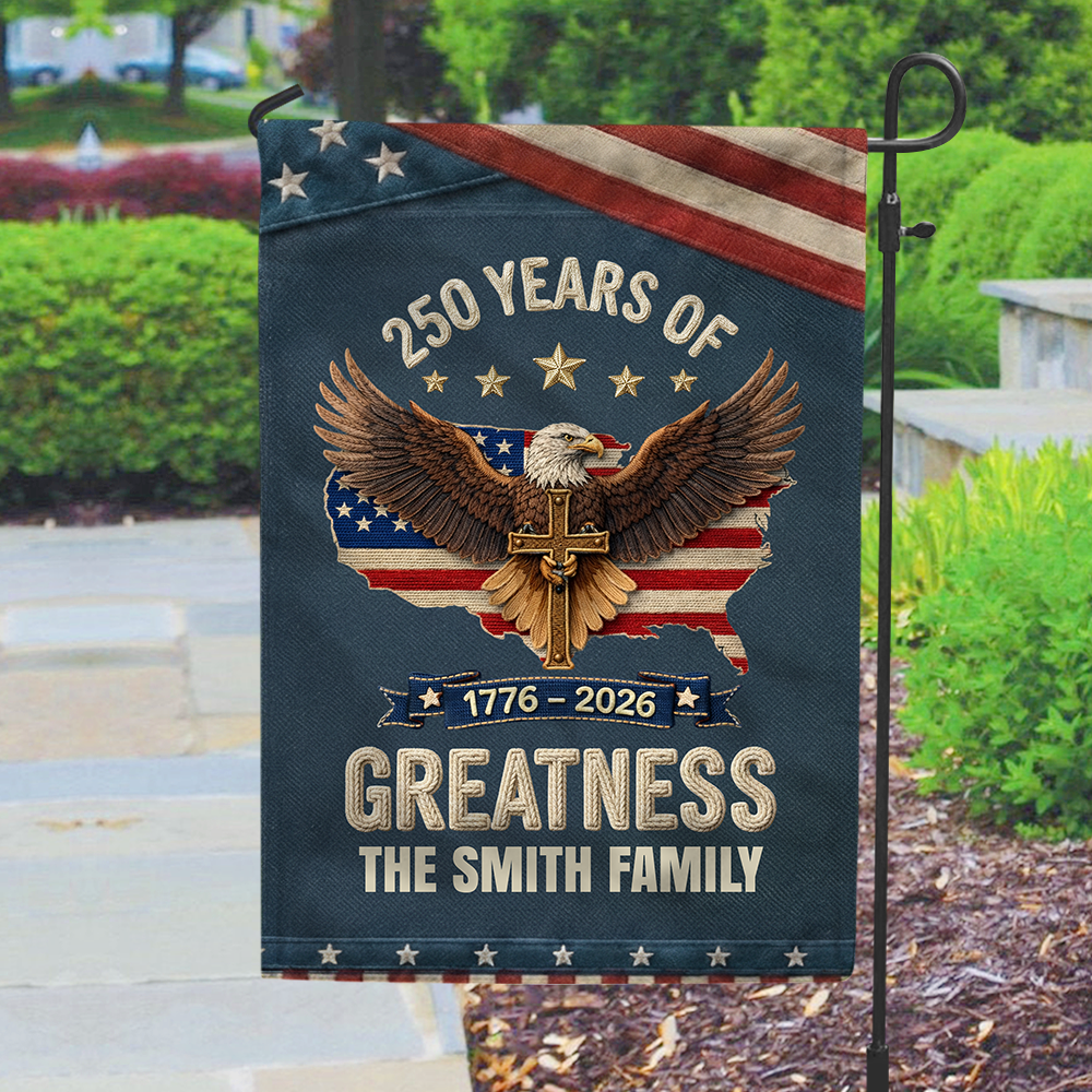 Personalized 250th Anniversary USA Patriotic Faux Pattern Garden Flag HO82 901298 - Image 5