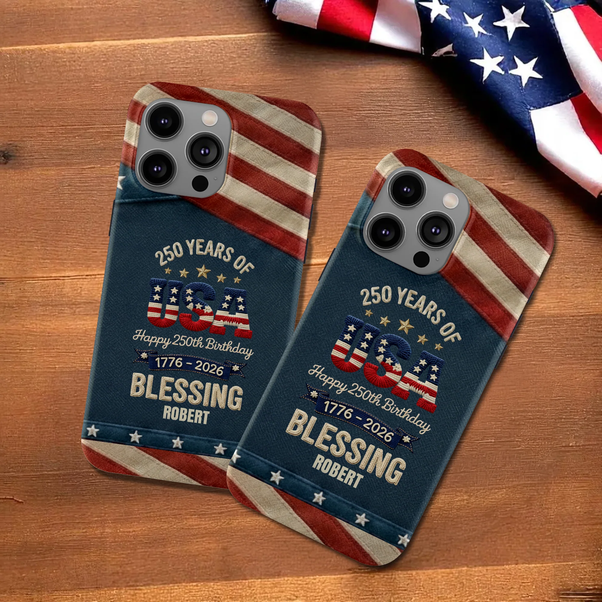 Personalized 250th Anniversary USA Patriotic Faux Pattern Phone Case HO82 901300 - Image 3