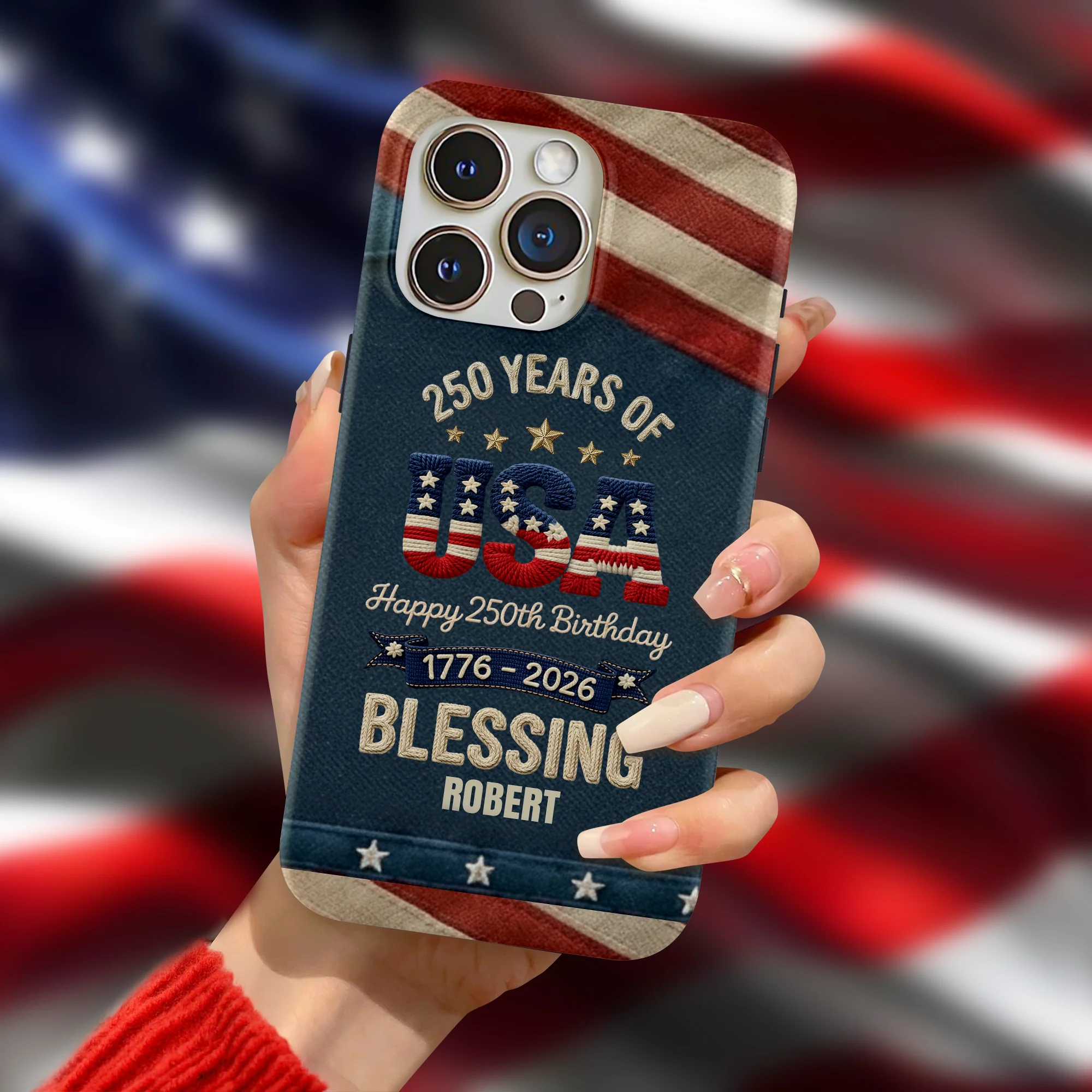 Personalized 250th Anniversary USA Patriotic Faux Pattern Phone Case HO82 901300 - Image 5