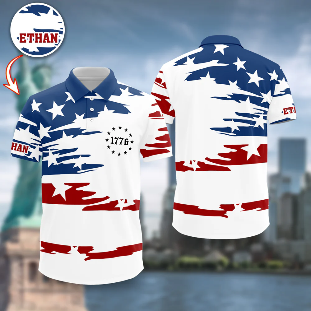 Personalized American 1776 Polo Shirt, 4th of July American, Independence Day Gift HO82 901534 - Image 4