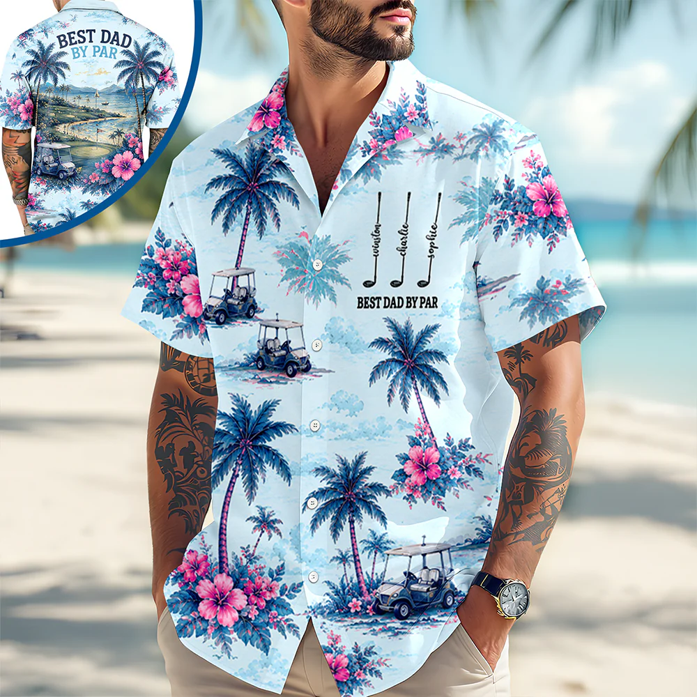 Personalized Best Dad By Par Hawaii Shirt - Gift For Dad, Golf Lovers HO82 902436 - Image 8