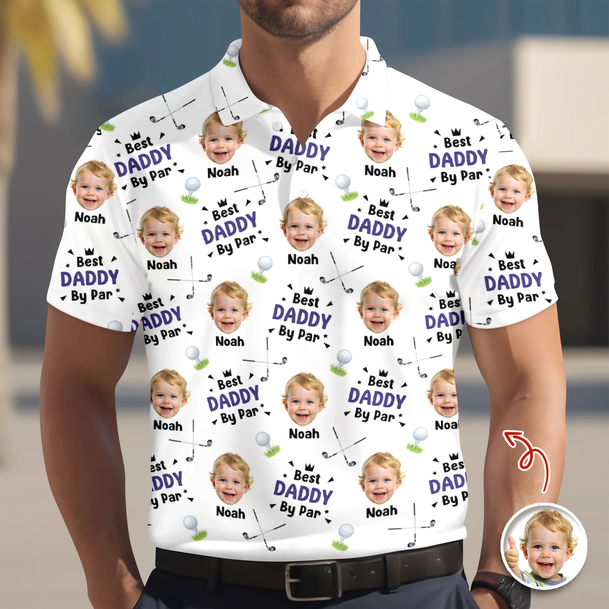 Personalized Best Dad By Par Stick Figures Kid Polo Shirt Gift For Golfer, Golf Lovers HO82 900818 - Image 2