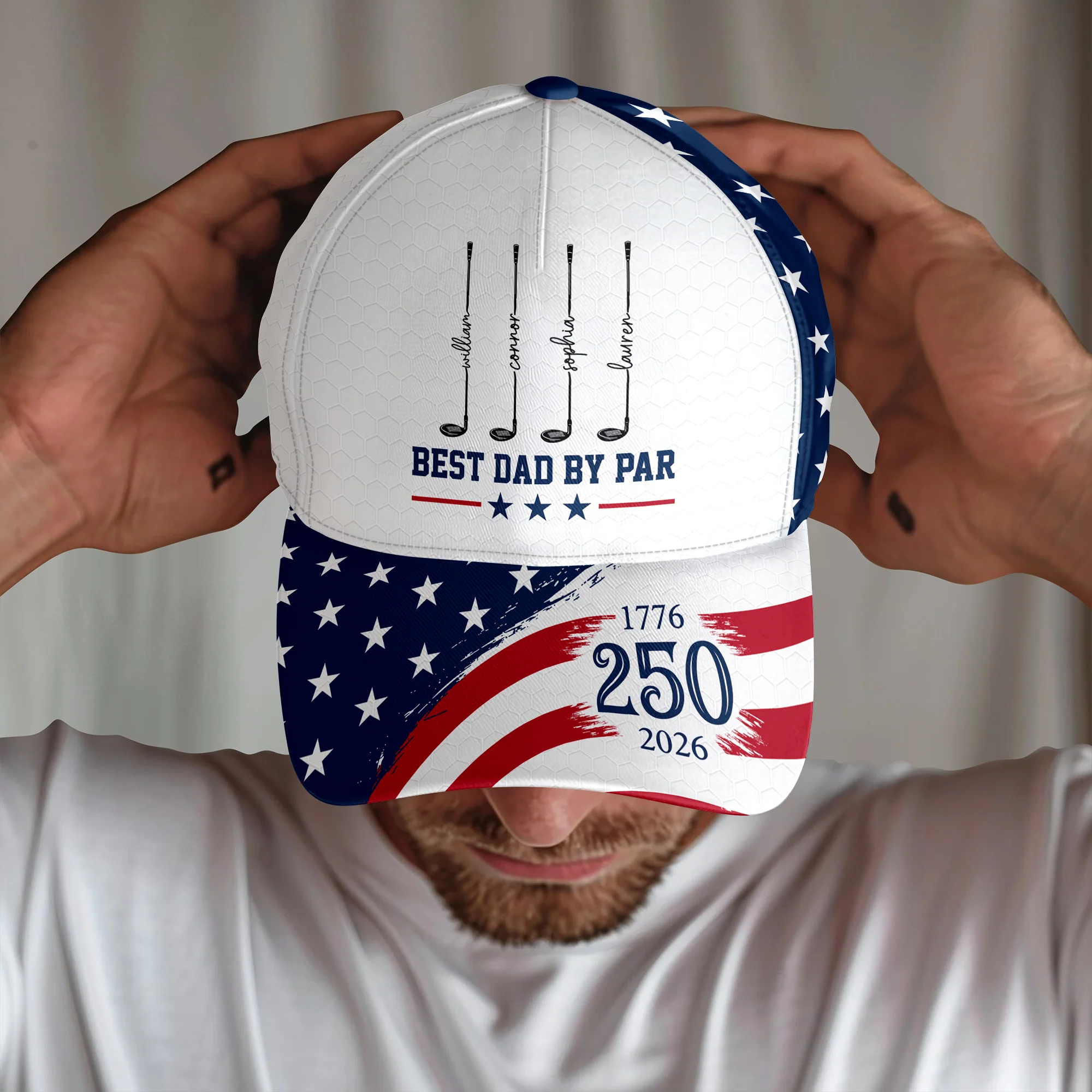 Personalized Best Dad By Par With US 250 Anniversary Classic Cap HO82 902374 - Image 3