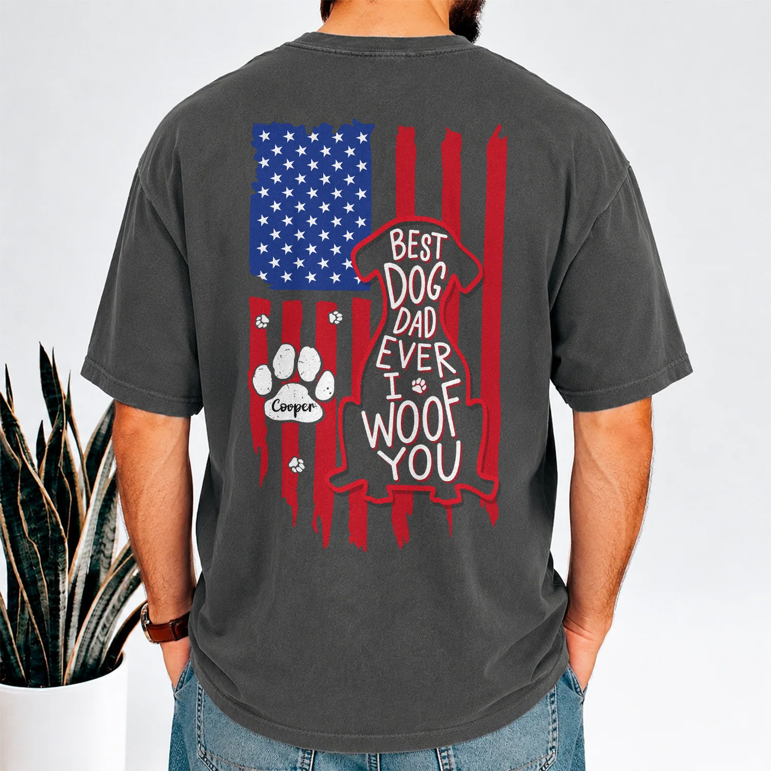 Personalized Best Dog Dad Ever We Woof You With US Flag Back Comfort Shirt - Gift For Dog Lovers HO82 902862