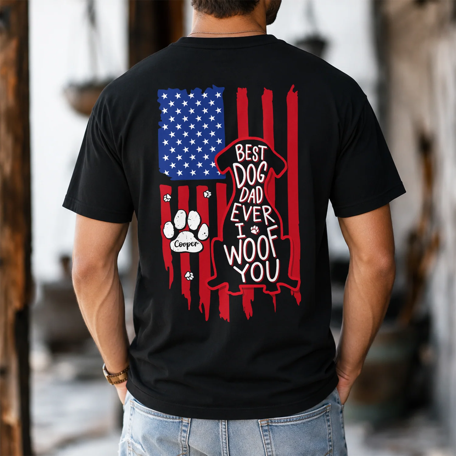 Personalized Best Dog Dad Ever We Woof You With US Flag Back Comfort Shirt - Gift For Dog Lovers HO82 902862 - Image 5