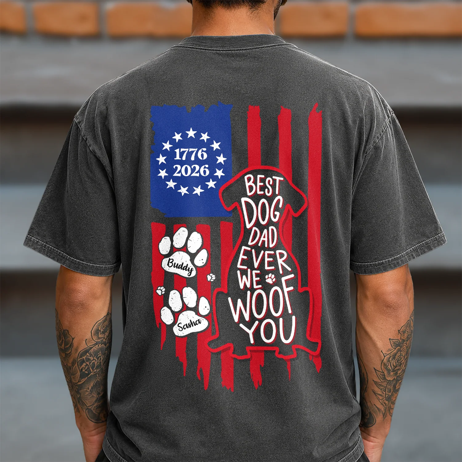 Personalized Best Dog Dad Ever We Woof You With US Flag Back Comfort Shirt - Gift For Dog Lovers HO82 902862 - Image 6