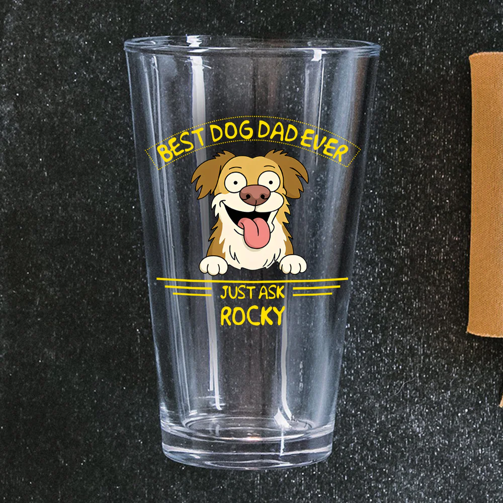 Personalized Best Dog Dad/Mom Ever Beer Glass Gift For Dog Lovers HO82 893726 - Image 2
