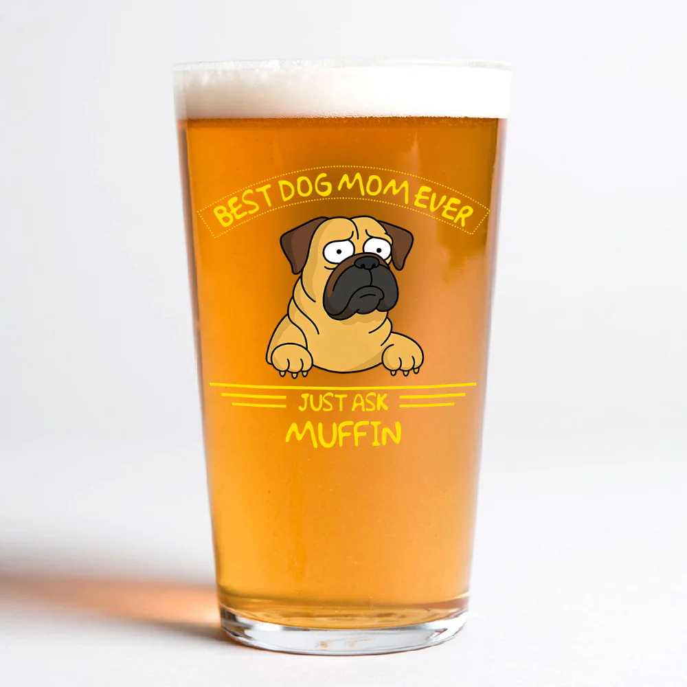 Personalized Best Dog Dad/Mom Ever Beer Glass Gift For Dog Lovers HO82 893726 - Image 6