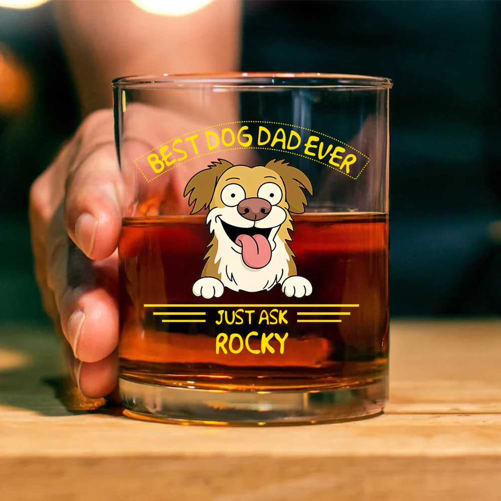 Personalized Best Dog Dad/Mom Ever Print Rock Glass Gift For Dog Lovers HO82 893728 - Image 2