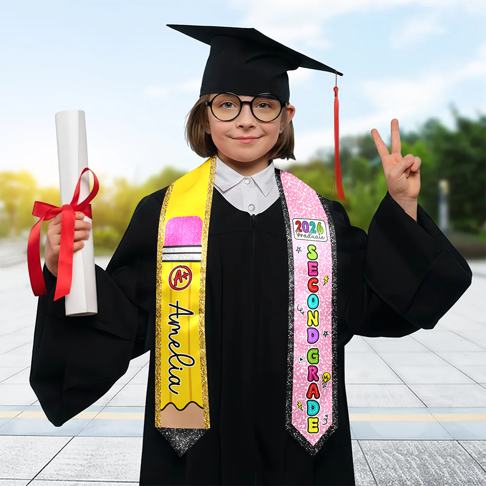 Personalized Cute Pencil 2026 Graduation Kid Stole HO82 901632 - Image 3