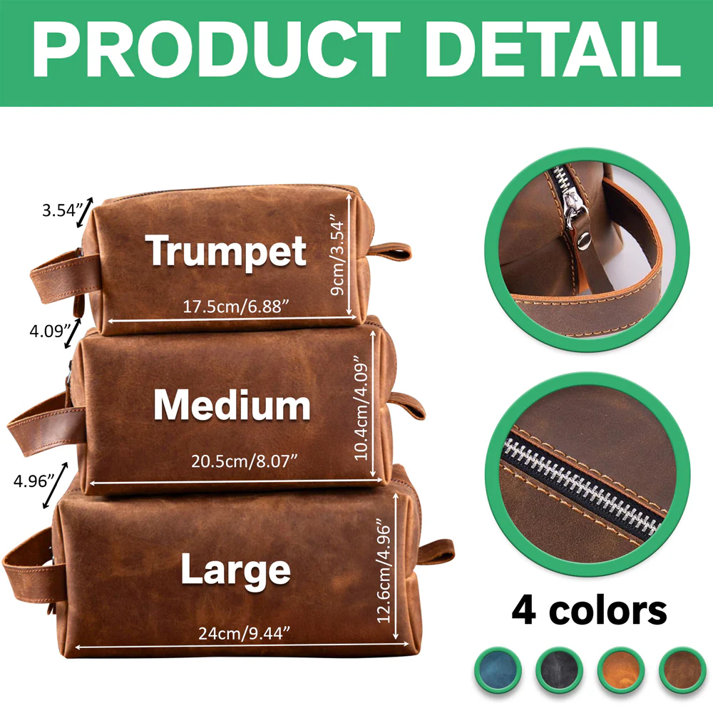 Personalized Daddy To Me You Are The World Engraved Leather Toiletry Bag HO82 894200 - Image 7