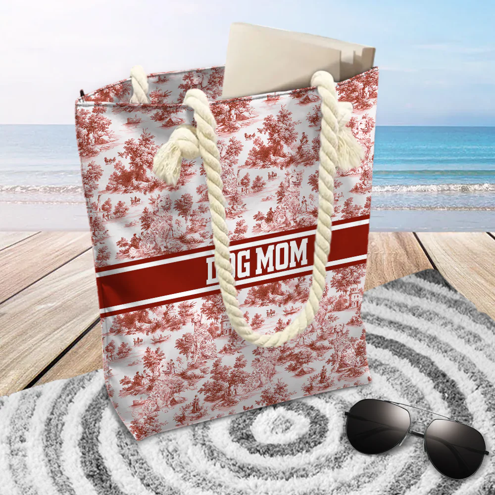 Personalized Dog Toile De Jouy Beach Tote Bag Gift For Dog Lovers HO82 894196 - Image 4