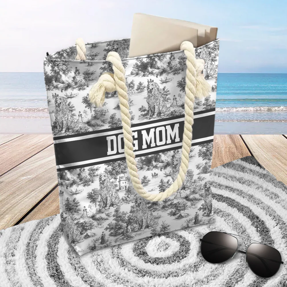 Personalized Dog Toile De Jouy Beach Tote Bag Gift For Dog Lovers HO82 894196 - Image 5
