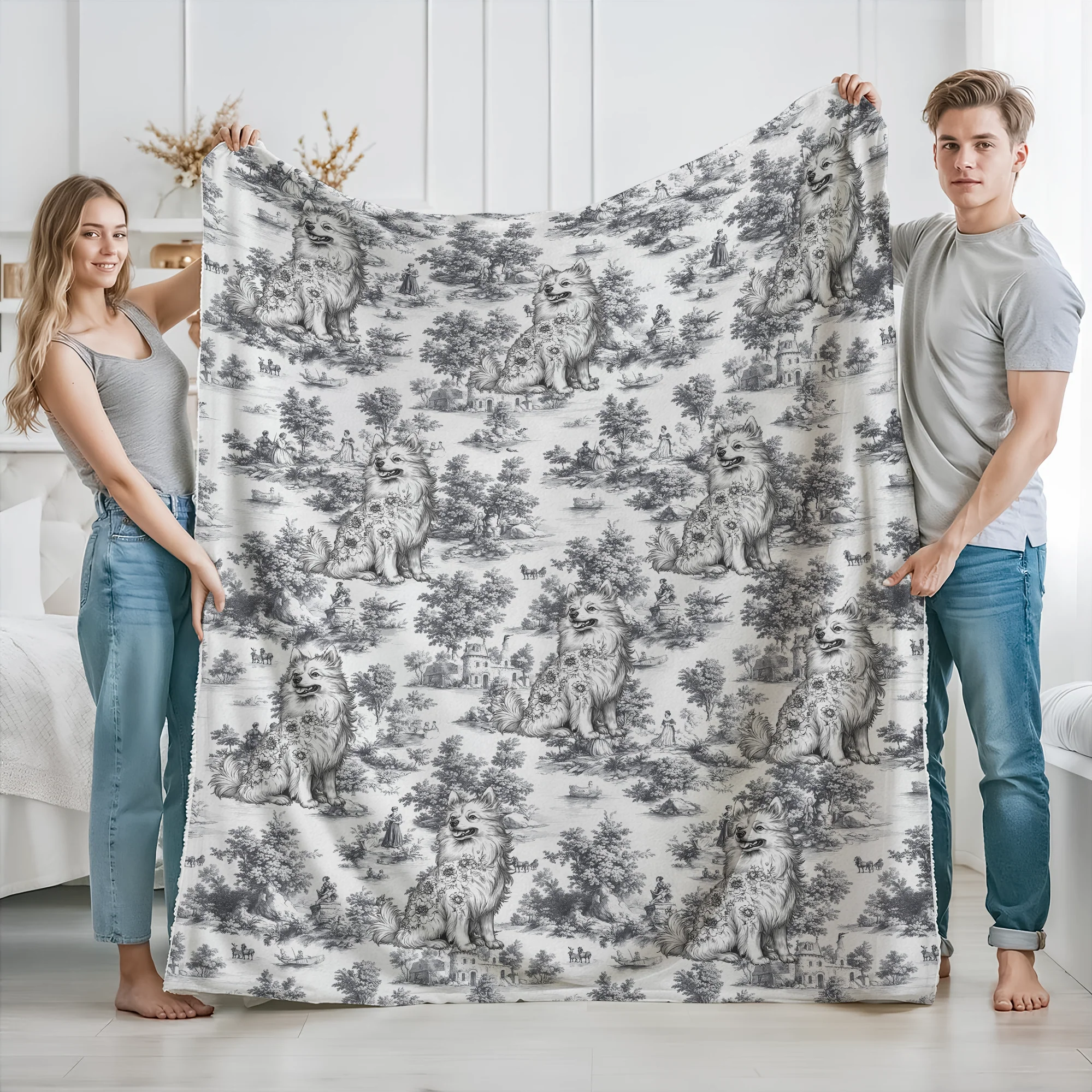 Personalized Dog Toile De Jouy Blanket For Dog Lovers HO82 894180 - Image 4