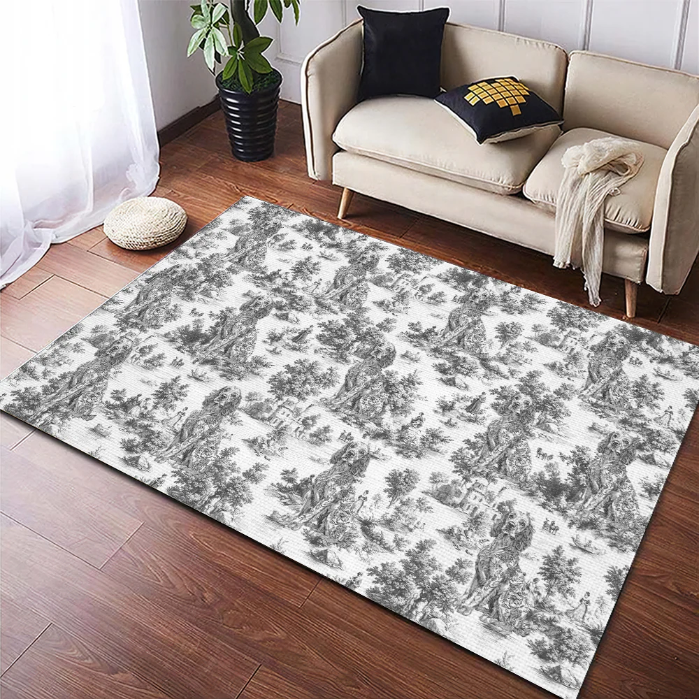 Personalized Dog Toile De Jouy Rug Gift For Dog Lovers HO82 894182 - Image 3