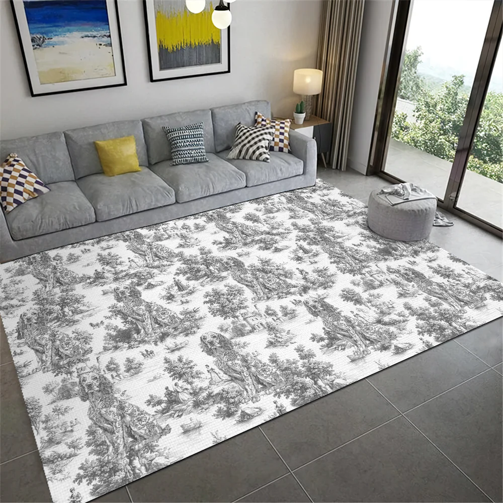 Personalized Dog Toile De Jouy Rug Gift For Dog Lovers HO82 894182 - Image 6