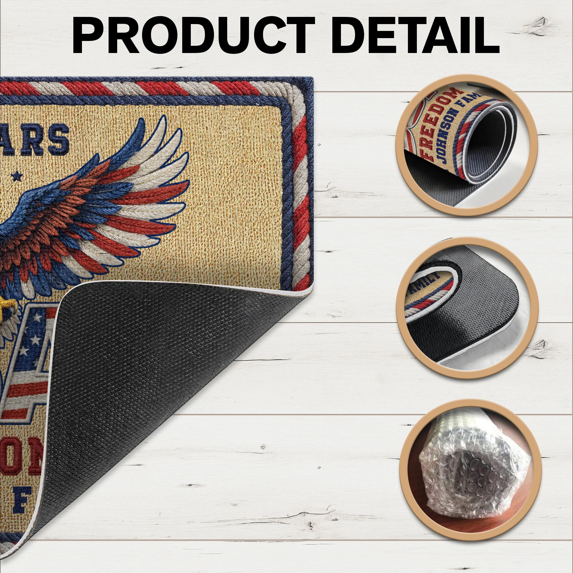 Personalized Family Name 250 Anniversary 1776 - 2026 USA Patriotic Faux Pattern Doormat - 2D Printed Not Embroidered Patriotic America Decor HO82 901582 - Image 7