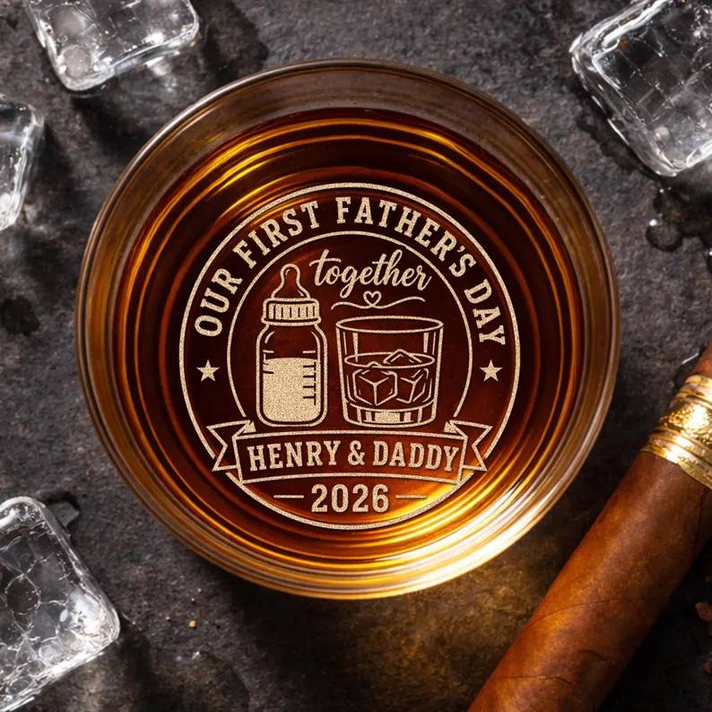 Personalized First Father's Day Engraved Whiskey Glass, New Dad Gift, Newborn Gift, Unique Father's Day HO82 902546 - Image 3
