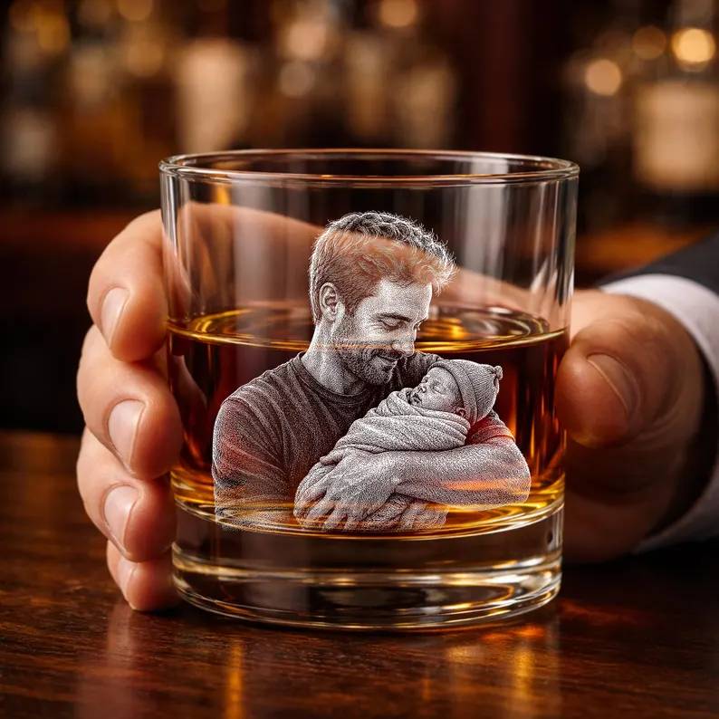 Personalized First Father's Day Engraved Whiskey Glass, New Dad Gift, Newborn Gift, Unique Father's Day HO82 902546 - Image 4