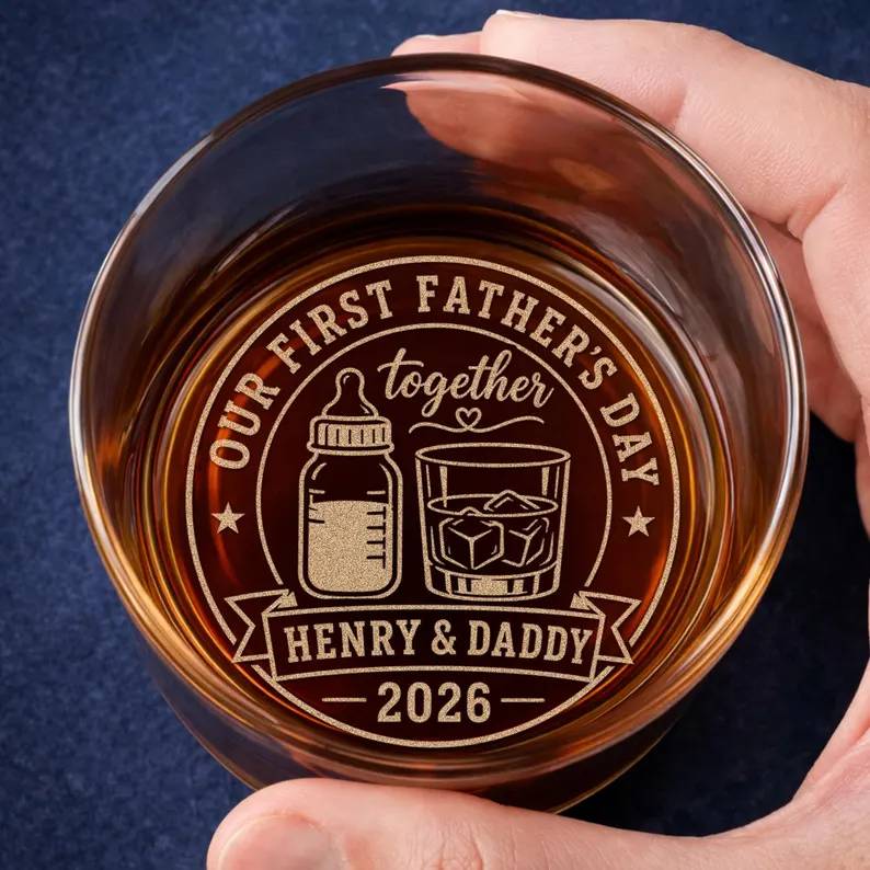 Personalized First Father's Day Engraved Whiskey Glass, New Dad Gift, Newborn Gift, Unique Father's Day HO82 902546 - Image 5