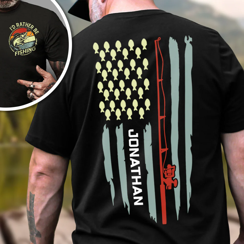 Personalized Fishing Back & Front Shirt, Birthday Fathers Day Gift For Dad, Men, Husband, Him HO82 900904 - Image 2