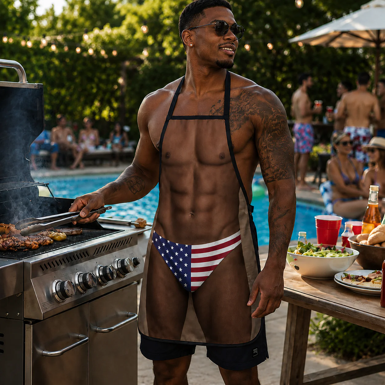 Personalized Fun Sexy US Flag Bikini BBQ Apron Party Novelty Costume Apron HO82 903098 - Image 5