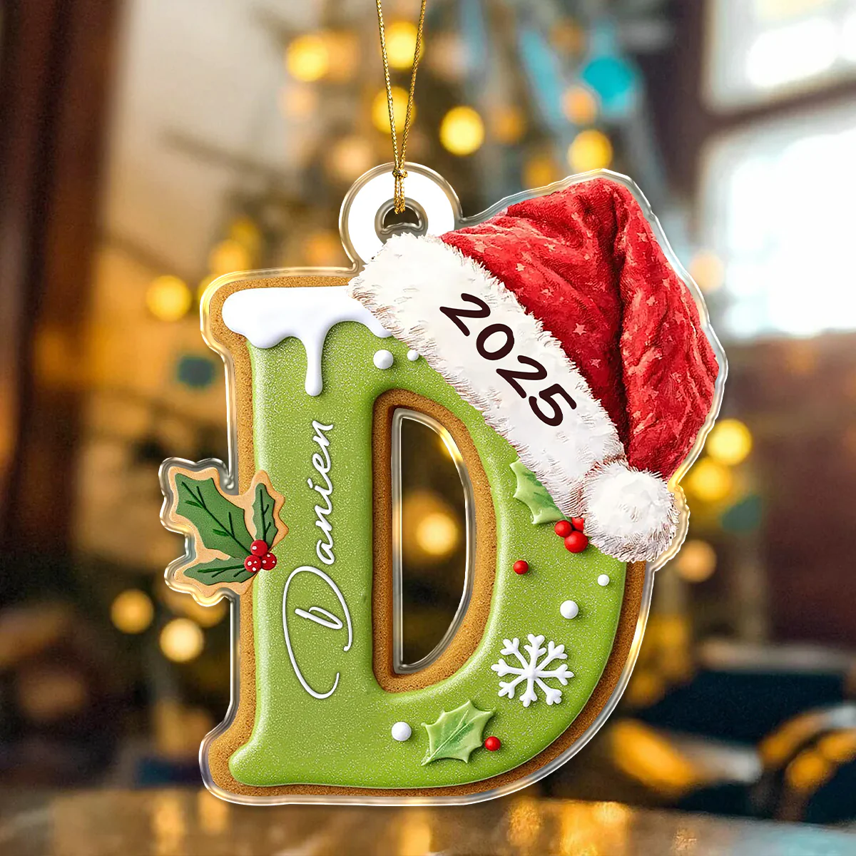 Personalized Gingerbread Letter Acrylic Ornament Gift For Mom, Dad, Brother, Sister, Kids HO82 900706 - Image 2