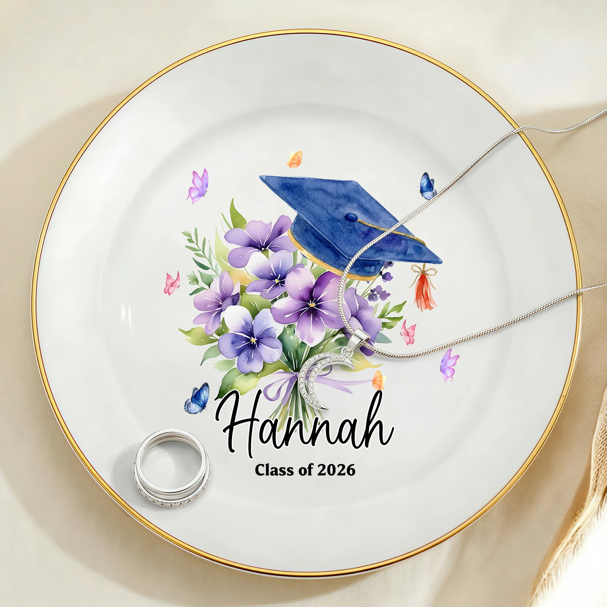 Personalized Graduation With Birth Flower Jewelry Dish HO82 901828 - Image 3