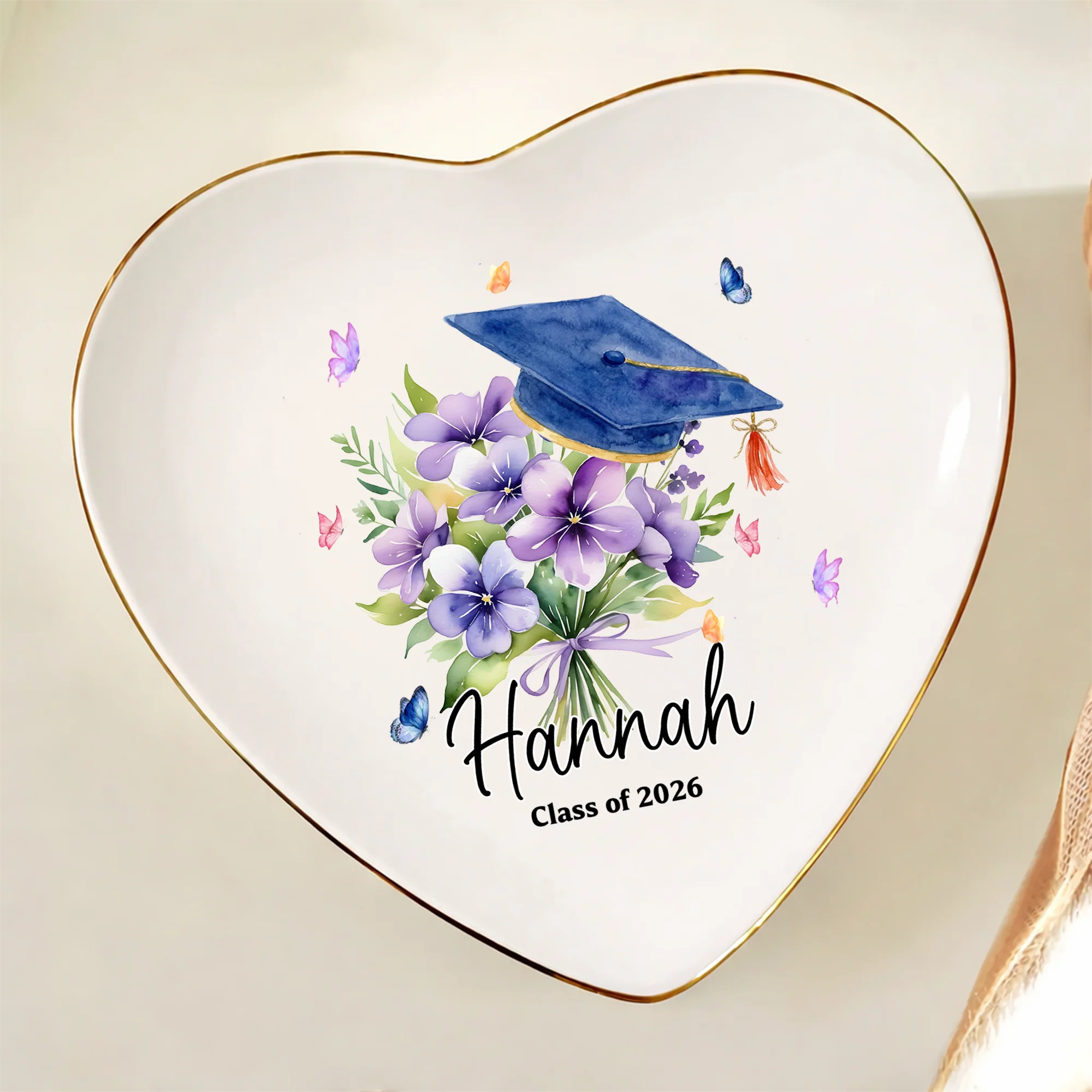 Personalized Graduation With Birth Flower Jewelry Dish HO82 901828 - Image 4