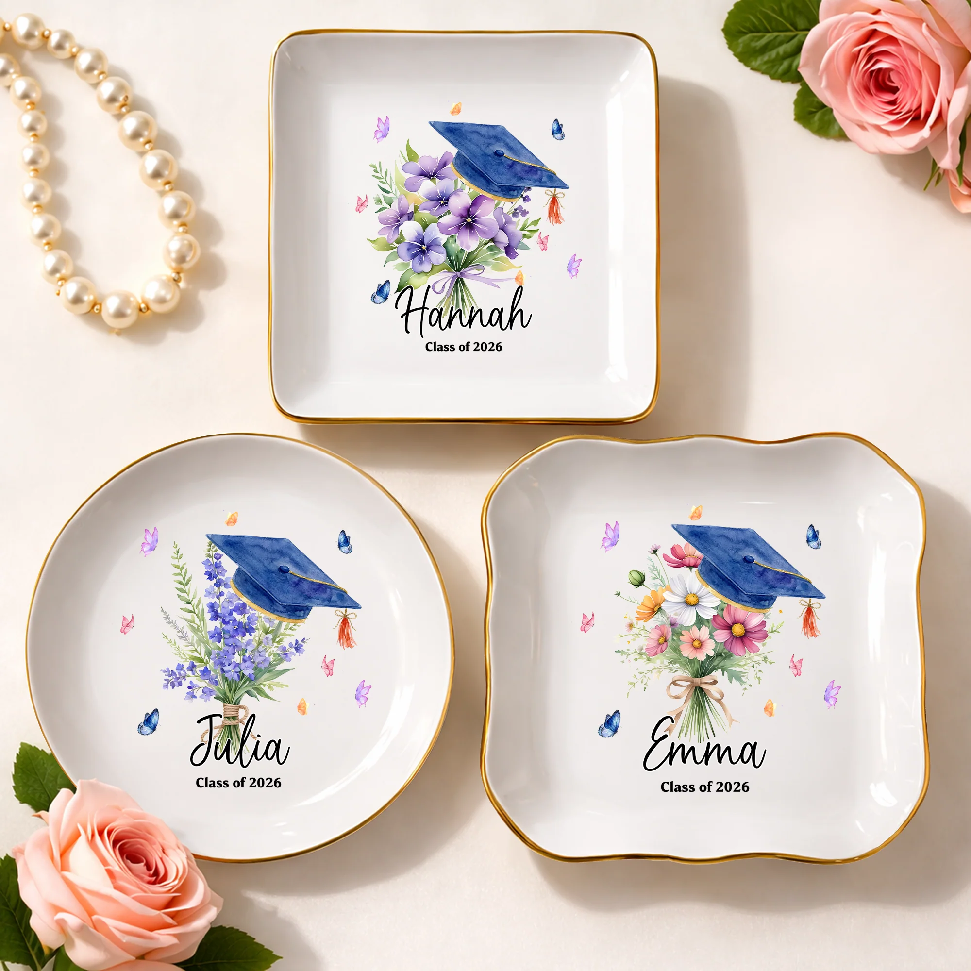 Personalized Graduation With Birth Flower Jewelry Dish HO82 901828 - Image 5