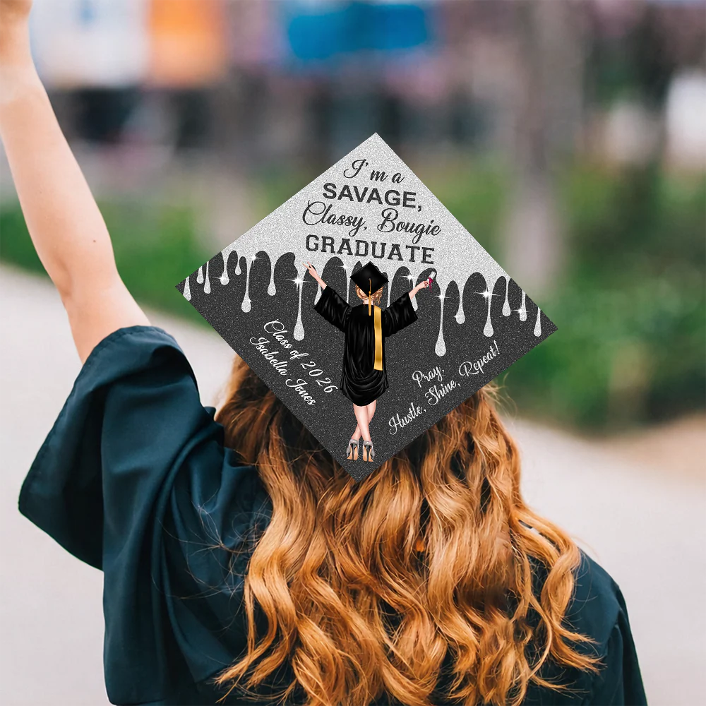 Personalized I Am A Savage, Classy, Bougie Graduation Cap Topper HO82 901524 - Image 8
