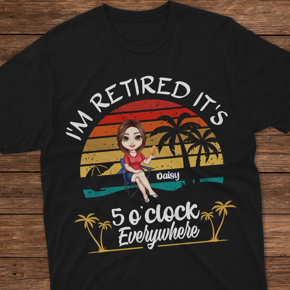 Personalized It's 5 O'clock Everywhere I'm Retired Summer Retirement Dark Shirt HO82 893344 - Image 2