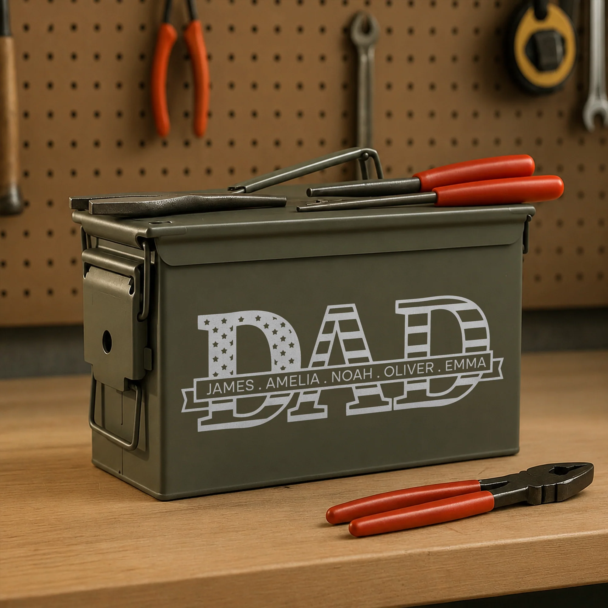 Personalized Kid Name With Dad Ammo Box, Father's Day Gifts, Gifts for Him, Dad Gifts, Gifts for Men, Personalized Gifts for Dad HO82 902656 - Image 2