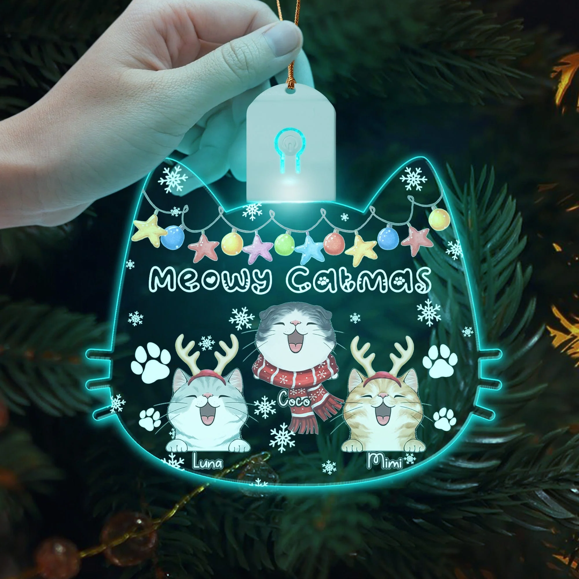Personalized Meowy Catmas Funny Cartoon Cats Led Light Ornament Funny Gift For Cat Lovers HO82 893338 - Image 3